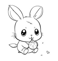 Cute Cartoon Bunny With A Cookie Coloring Book