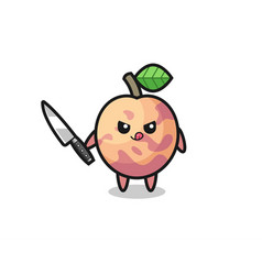 Cute Pluot Fruit Mascot As A Psychopath Holding