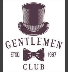 Retro Style Top Hat And Tie Gentleman Club Logo