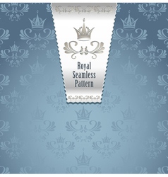 Royal Seamless Pattern With Crown Or Blue Ba