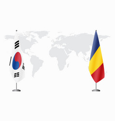 South Korea And Romania Flags For Official Meeting