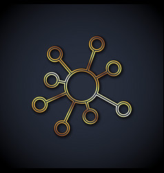 Gold Line Molecule Icon Isolated On Black