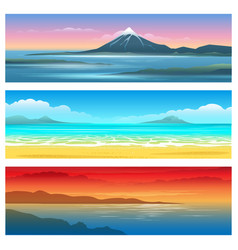 Ocean And Mountain Landscape Set