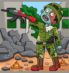 Zombie Soldier Colored Cartoon