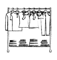 Colorful silhouette of clothes rack with t-shirts Vector Image