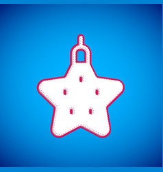 White Christmas Star Icon Isolated On Blue