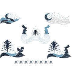 Winter Wonderland Clipart Blue Set