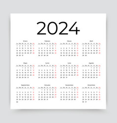 2024 Spanish Calendar Simple Template With 12