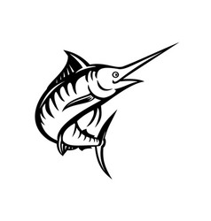 Indo-pacific Blue Marlin Swimming Upward Stencil