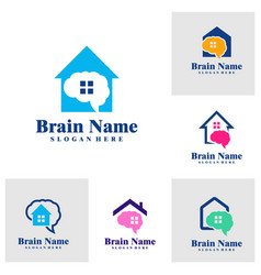 Set Of House Brain Logo Design Creative