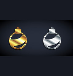 Gold And Silver Christmas Ball Icon Isolated