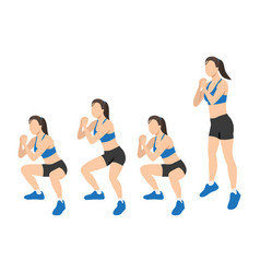 Woman Doing Double Pulse Squat Jump Exercise