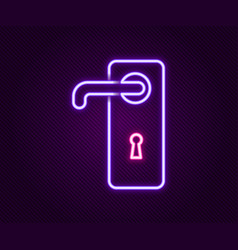 Glowing Neon Line Door Handle Icon Isolated On