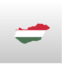 Hungary National Flag In Country Map Silhouette