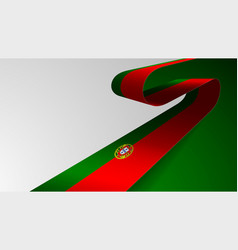 Realistic Ribbon Background With Flag Of Portugal