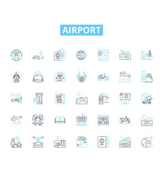 Airport Linear Icons Set Departure Arrival