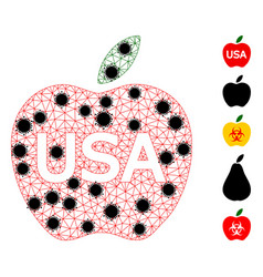 American Apple Polygonal Mesh Icon With Virus