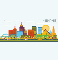 Memphis Tennessee Skyline With Color Buildings