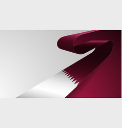 Realistic Ribbon Background With Flag Of Qatar