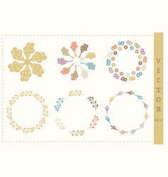 Whimsical Pastel Botanical Circle Icon Element Set