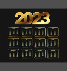 Golden 2023 Calendar Template For Annual Event