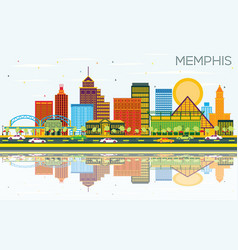 Memphis Tennessee Skyline With Color Buildings