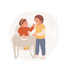 Older Child Feeding Sibling Isolated Cartoon