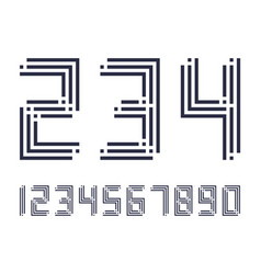 Geometric Font Line Digital Effect Design Numbers