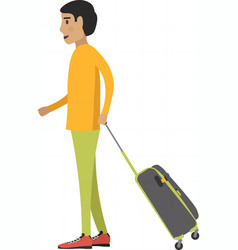 Male Passenger Walking With Luggage Bag