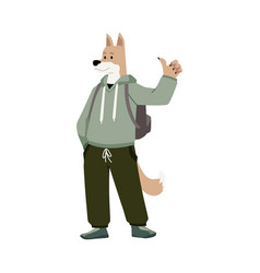 Fluffy Dog Character In Human Style