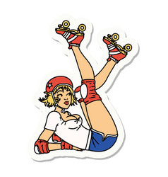 Tattoo Style Sticker A Pinup Roller Derby Girl