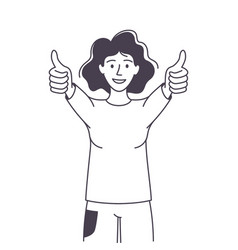 Woman Character Showing Thumb Up As Positive Hand