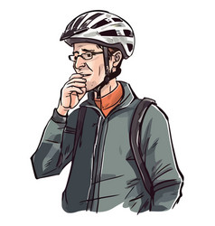 Businessman With Bicycle Helmet Sketch