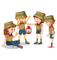 Four Scout Kids Cartoon Character