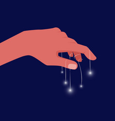 Hand Holding Stars On Fingers Shine Lights