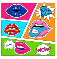 Pop Art Female Lips Abstract Card Woman Mouth