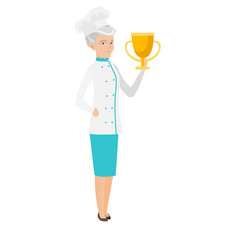 Senior Caucasian Chef Holding A Trophy