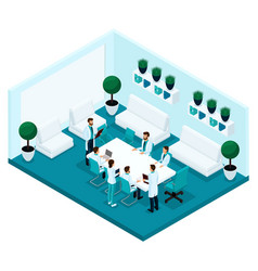 Trendy Isometric People A Hospital Room Rear View