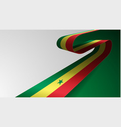 Realistic Ribbon Background With Flag Of Senegal