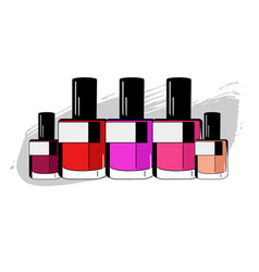 Set Of Nail Polish With Drop Varnish Isolated