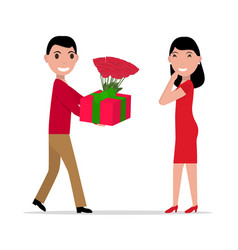 Cartoon father giving her son a present Royalty Free Vector