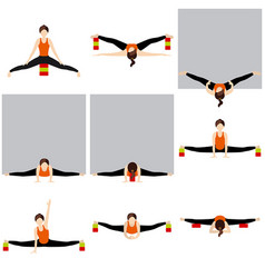 Middle Splits Yoga Asanas Set With Blocks