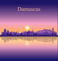 Damascus City Silhouette On Sunset Background