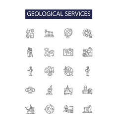 Geological Services Line Icons And Signs