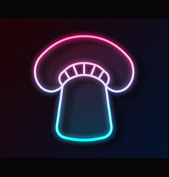 Glowing Neon Line Mushroom Icon Isolated On Black