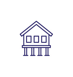 Stilt House Line Icon On White