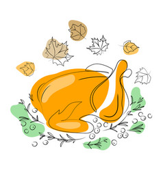 Baked Turkey For Thanksgiving Day Liner Drawing