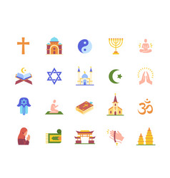 Colored Religious Icons Set