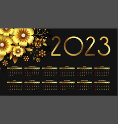 2023 Business Calendar With Golden Flower