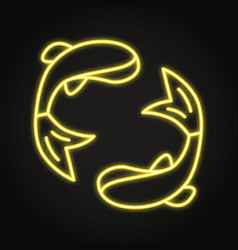 Koi Fish Neon Icon In Line Style